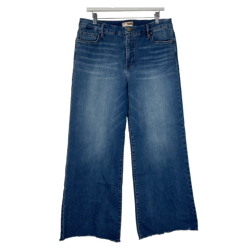 Kut From the Kloth Jeans Women 12 Meg Fab Ab Wide Leg High Rise Ankle Raw Hem